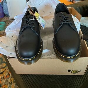 Dr. Martens Black Oxfords with Yellow Stitching